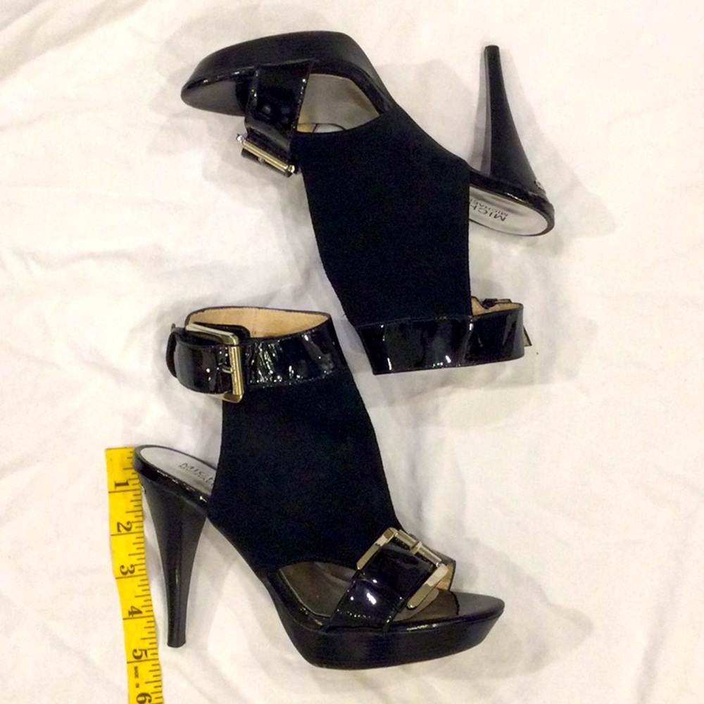 MICHAEL  Michael Kors Black Patent and Suede Stiletto Heels Size 7
